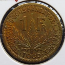 French – Togo, 1 Franc, 1924, KM# 2, Circulated Condition.