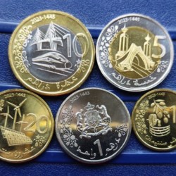 Morocco, 5 coin set, 2023, UNC Condition.