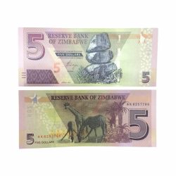 Zimbawe 5 Dollar WORLD BANKNOTE Ending 786 Gem Unc Very Unique and Rare