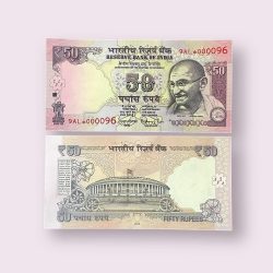 Rs 50 STAR REPLACEMENT LOW SERIAL 000096 PREFIX 9AL Signed by Raghuram Rajan Year 2015 Issue Gem Unc Very Unique and Rare