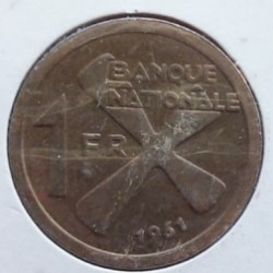 Katanga, 1 Franc, 1961, KM# 1, Condition as per image.