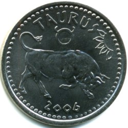 Stainless Steel 10 Shillings of Somaliland Country (AD 2006) Zodiac signs - Taurus Rare UNC Grade