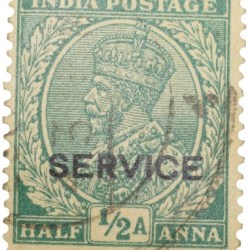 Postal Stamp of George V 1/2 Anna Green Colour - Used Condition as per Image.