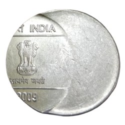 Alternative view of One Rupee Fss Old Mudra Series Year 2009 OFF CENTRE Error High Collectable Grade.
