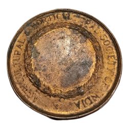 Alternative view of AGRICULTURE & HORTICULTURE SOCIETY OF INDIA Copper TOKEN "Big Size" Thick Variety **RARE** High AUNC Grade.