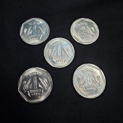 1 Rupee H Mint MARK 1985 5 Coin Set BUNC BEST Condition Coin