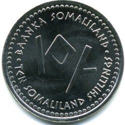 Alternative view of Stainless Steel 10 Shillings of Somaliland Country (AD 2006) Zodiac signs - Gemini Rare UNC Grade