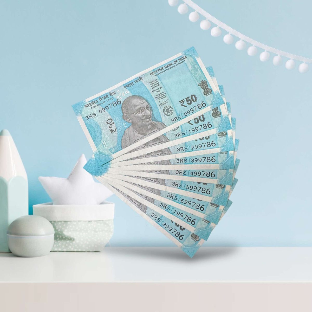 Rs 50 India Banknote Same Prefix 011786 to 899786 GEM UNC Unique and Rare