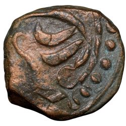 Alternative view of Double-Struck Error Copper Paisa of Gwalior State (17th - 18th Cen. AD) of Jawad Mint with Scimitar