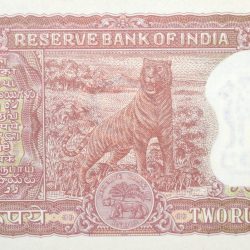 Alternative view of 2 Rupees of Republic India (AD 1967) with Bengal Tiger Diomand Series PC Bhattacharya