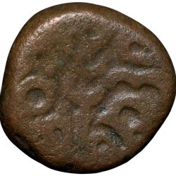 Alternative view of Copper Jital of Devraya I(AD 1406-22) of Vijayanagar Empire Bull Left/Dagger