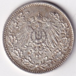 Alternative view of Germany 1/2 MARK 1918 D Munich Mint 2.77 Grams Silver Coin