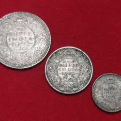 1940 THREE COIN SET ONE RUPEE HALF RUPEE QUARTER RUPEE