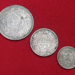 1940 THREE COIN SET ONE RUPEE HALF RUPEE QUARTER RUPEE