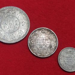 1940 Three Coin Set One Rupee Half Rupee Quarter Rupee