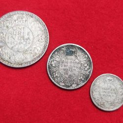 1940 Three Coin Set One Rupee Half Rupee Quarter Rupee