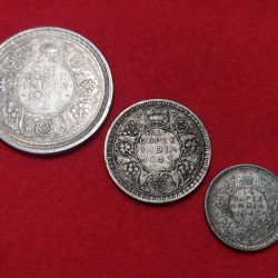 RARE 1943 DATE ONE RUPEE HALF RUPEE QUARTER RUPEE SET
