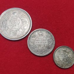 RARE 1943 DATE ONE RUPEE HALF RUPEE QUARTER RUPEE SET