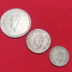 Alternative view of RARE 1943 DATE ONE RUPEE HALF RUPEE QUARTER RUPEE SET