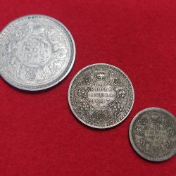 RARE 1943 DATE ONE RUPEE HALF RUPEE QUARTER RUPEE SET
