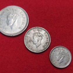 RARE 1943 DATE ONE RUPEE HALF RUPEE QUARTER RUPEE SET