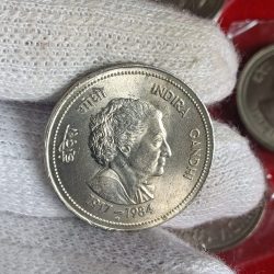 Five Rs Copper Nickel Indra Gandhi ji Big Coin Gem Bunc Condition Hyderabad Mint 1 Pcs Given