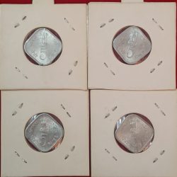 Alternative view of Five Paise Aluminium Happy child Nations Pride Calcutta Mint Gem Bunc Condition Coin 4 Pcs Given