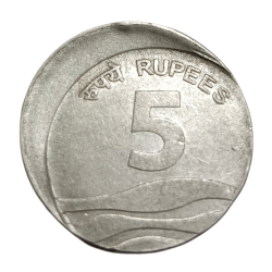 5 Rupees Fss Old WAVE 🌊 Issue Year 2007 OFF CENTRE Error Collectable Grade.
