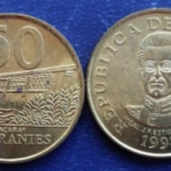 Paraguay, 50 Guaraníes, 1995-2005, KM #191a, Condition with toning.