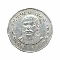 Re 2 Republic India Commemarative Coin Issued in the Year 1998 Empasizing All Life is Yoga