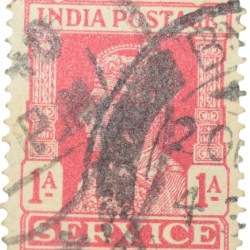 Postal Stamp of George VI 1 Anna Red Colour - Service - Used Condition as per Image.