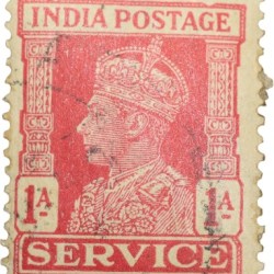 Postal Stamp of George VI 1 Anna Red Colour - Service - Used Condition as per Image.