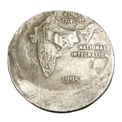 2 Rupees Cu/Ni Year 1995 Calcutta Mint Vertical OFF CENTRE Error **SCARE** Collectable Grade.