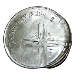 Alternative view of 2 Rupees Fss CROSS Issue DOUBLE STRIKES, STRUCK THROUGH, PARTIAL LAKHI Errors **V. RARE** UNC Grade.