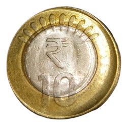 10 Rupees Bi-Metal Year 2019 OFF CENTRE Error in UNC Grade.
