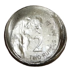 2 Rupees Fss New Issue Year 2019 Small Lion DIE CAPPED, STRUCK THROUGH MULTIPLE STRIKES Error **SCARE** UNC Grade.