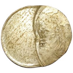 Alternative view of 5 Rupees Ni/Brs New Issue OFF CENTER with MULTIPLE STRIKES Error in UNC Grade.