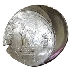 Alternative view of 2 Rupees Fss New Issue Small Lion BROAD STRUCK, DIE CAPPED, STRUCK THROUGH & OFF STRIKE MULTIPLE STRIKES Errors in UNC Grade.