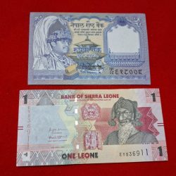 1 RUPEE DENOMINATION 2 NOTE SET GEM UNC CONDITION NEPAL,SIERRA LEONE EACH SET 199..
