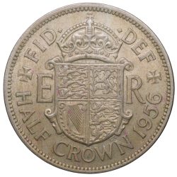Large Copper-Nickel 1/2 Crown of Elizabeth II(AD 1956) of United Kingdom