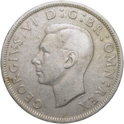 Alternative view of Copper-Nickel 1/2 Crown of George VI (AD 1947) of Great Brittain Large Size
