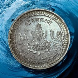 1 Tola silver coin featuring Goddess Lakshmi 19th Century Very Unique and Rare