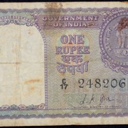 1 Rupee of Republic India (AD 1957) L.K Jha Signature - Sau (100) Naye paise in coin on the back