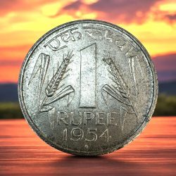Re 1 Republic India Issue Coin 1954 Issue Extremely Rare and Unique Superb Condition Unique and Rare