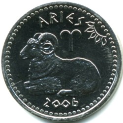 Stainless Steel 10 Shillings of Somaliland Country (AD 2006) Zodiac signs - ARIES Rare UNC Grade