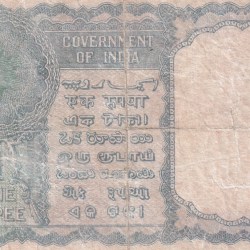 Alternative view of India One Rupee 1949 K.r.k Menon Cleaned Washed Note #2