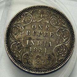 Alternative view of British India Victoria One Rupee 1881 Silver Coin High Grade Rare