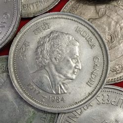 Five Rs Big Coin Indra Gandhi ji or Jawaharlal Nehru ji Coins Scare Hyderabad Mint 30 Pcs Given