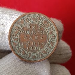 Alternative view of Edward VII One Quarter Anna Scare Coin 1906 Year Calcutta Mint British of India 02
