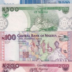 Alternative view of NIGERIA 4 DIFFERENT DENOMINATION NAIRA RARE GEM UNC (4 Note SET)